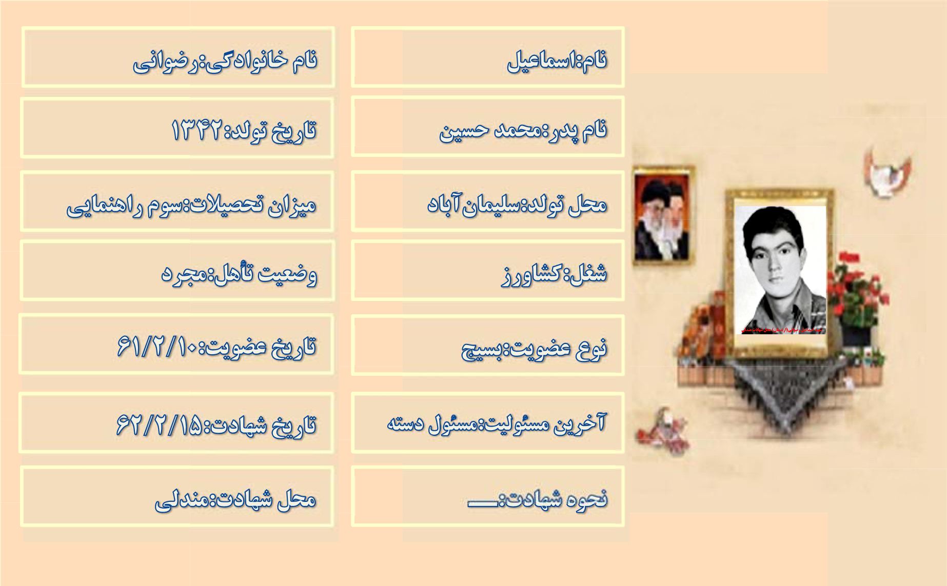 شهید اسماعیل رضوانی شهید اسماعیل رضوانی