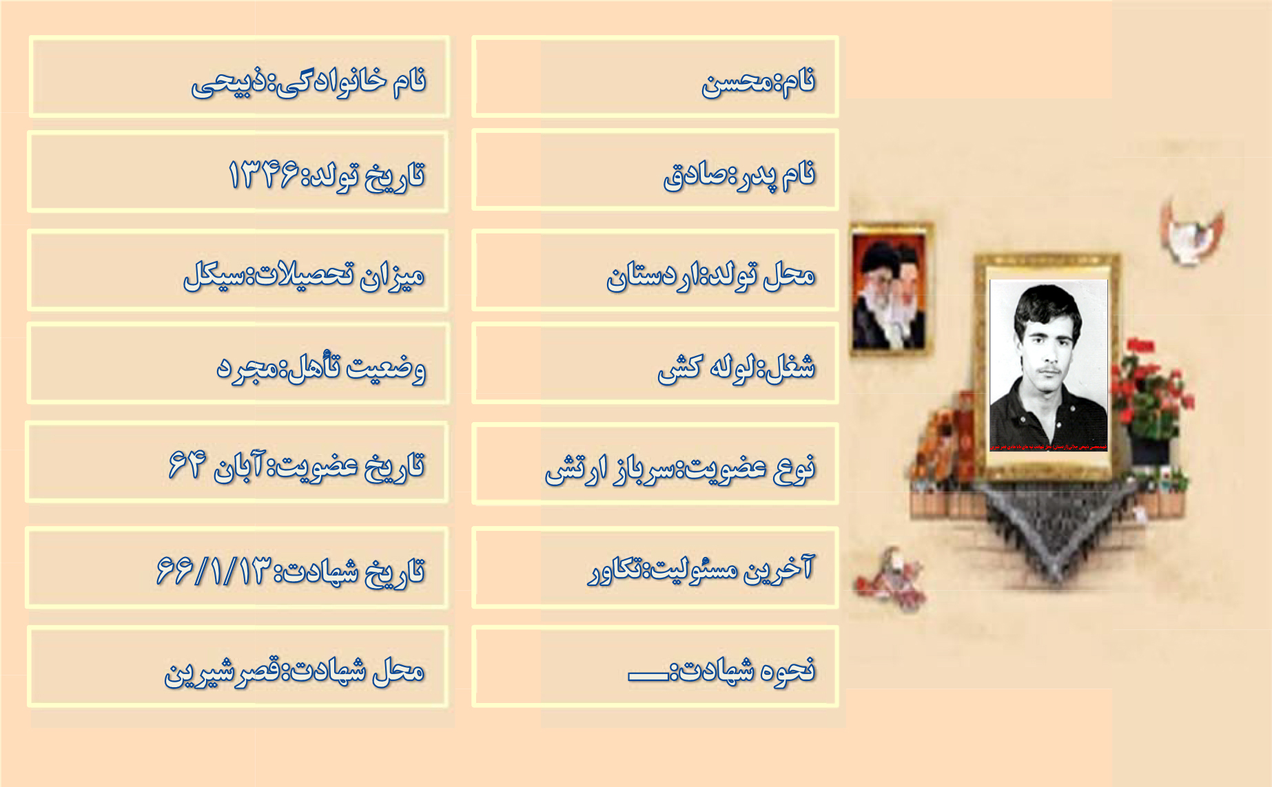 شهید محسن ذبیحی شهید محسن ذبیحی