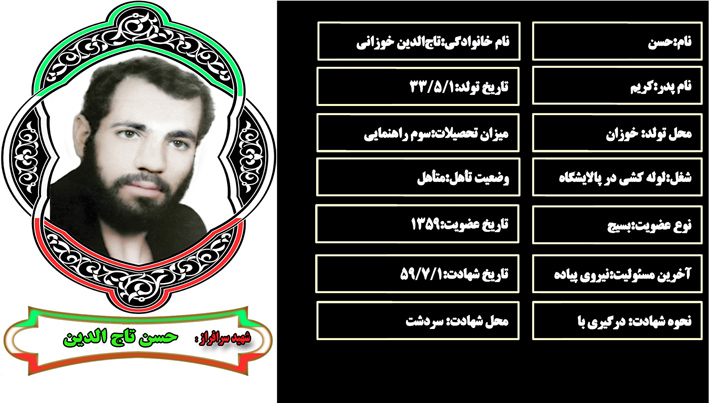 شهید سرافراز حسن تاجالدين خوزاني شهید سرافراز حسن تاجالدين خوزاني