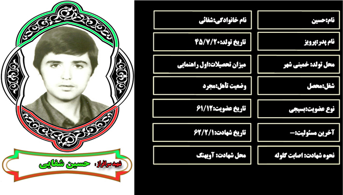 شهید سرافراز حسين شفايي شهید سرافراز حسين شفايي