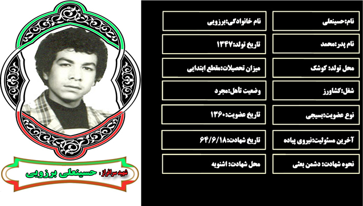 شهید سرافراز حسينعلي برزويي