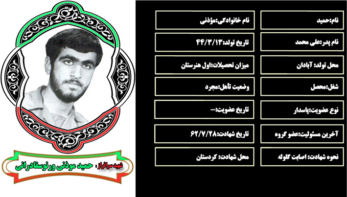شهید سرافراز حميد مؤذني شهید سرافراز حميد مؤذني