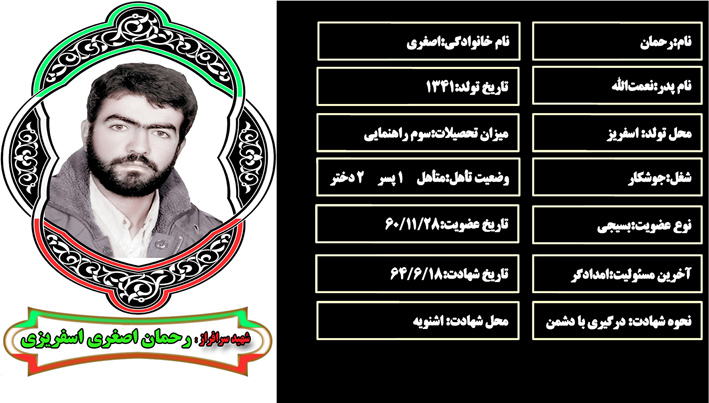 شهید سرافراز رحمان اصغري شهید سرافراز رحمان اصغري