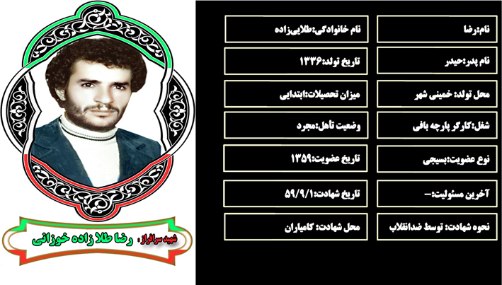شهید سرافراز رضا طلاييزاده شهید سرافراز رضا طلاييزاده