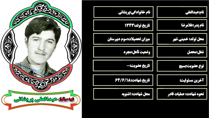 شهید سرافراز عبدالعلي پريشاني شهید سرافراز عبدالعلي پريشاني