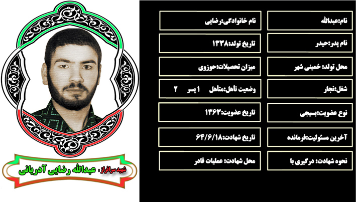 شهید سرافراز عبدالله رضايي شهید سرافراز عبدالله رضايي