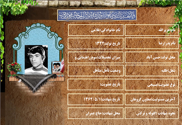 شهید سرافراز عزیزالله غلامی شهید سرافراز عزیزالله غلامی