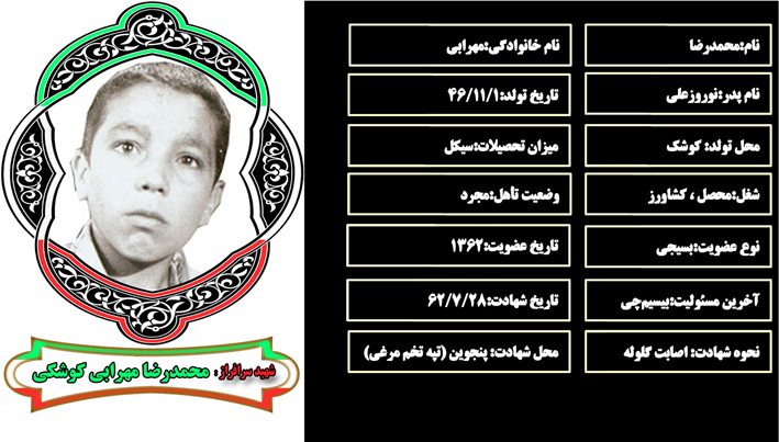 شهید سرافراز محمدرضا مهرابي شهید سرافراز محمدرضا مهرابي