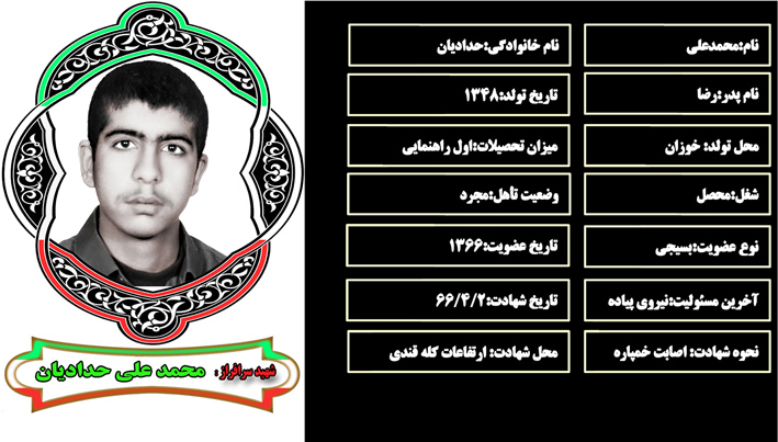 شهید سرافراز محمدعلي حداديان شهید سرافراز محمدعلي حداديان