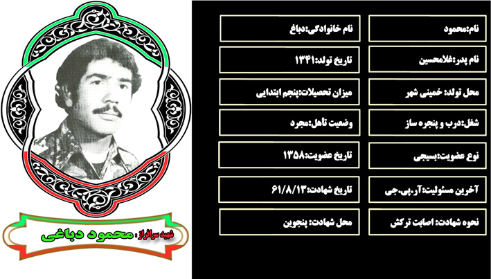 شهید سرافراز محمود دباغ شهید سرافراز محمود دباغ