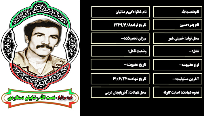 شهید سرافراز نعمتالله رضائيان شهید سرافراز نعمتالله رضائيان