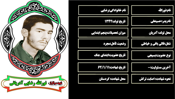 شهید سرافراز نورالله رضايي شهید سرافراز نورالله رضايي