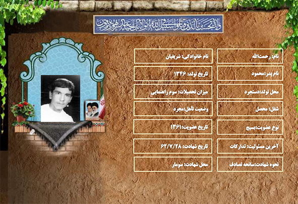 شهید سرافراز رحمت الله شریفیان شهید سرافراز رحمت الله شریفیان
