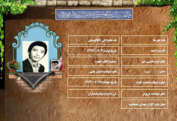 شهید سرافراز علیرضا آقاکوچکی شهید سرافراز علیرضا آقاکوچکی