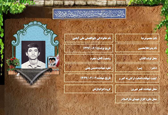 شهید سرافراز محمودرضا ابوالفضلی علی آبادی شهید سرافراز محمودرضا ابوالفضلی علی آبادی