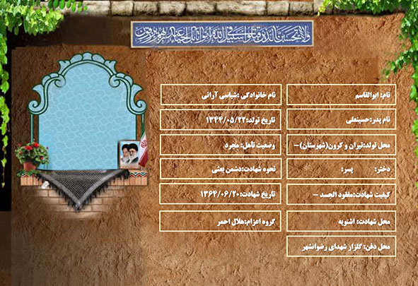 شهید سرافراز ابوالقاسم شیاسی آرانی