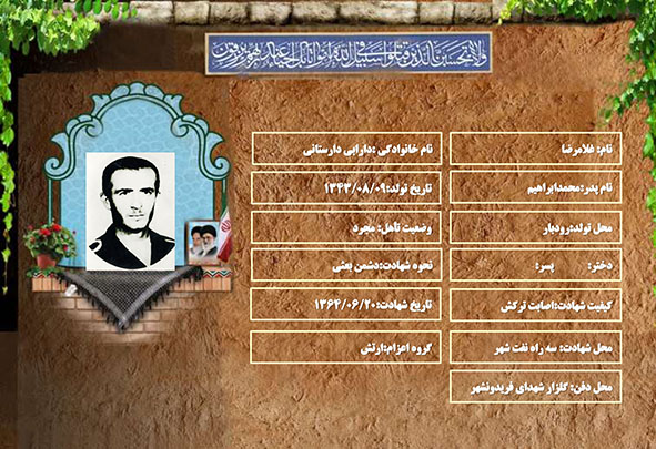 شهید سرافراز غلامرضا دارابی دارستانی