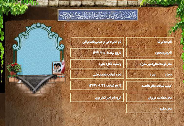 شهید سرافراز غلامرضا رحمانی باغبادرانی شهید سرافراز غلامرضا رحمانی باغبادرانی