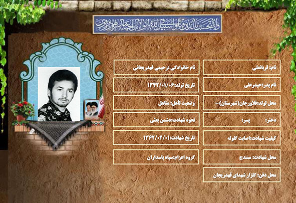 شهید سرافراز قربانعلی رحیمی قهدریجانی شهید سرافراز قربانعلی رحیمی قهدریجانی