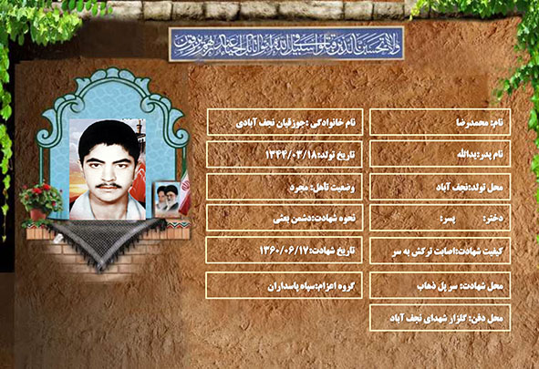 شهید سرافراز محمدرضا جوزقیان نجف آبادی