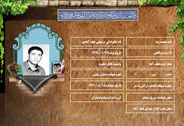 شهید سرافراز محمدرضا رحیمی نجف آبادی شهید سرافراز محمدرضا رحیمی نجف آبادی