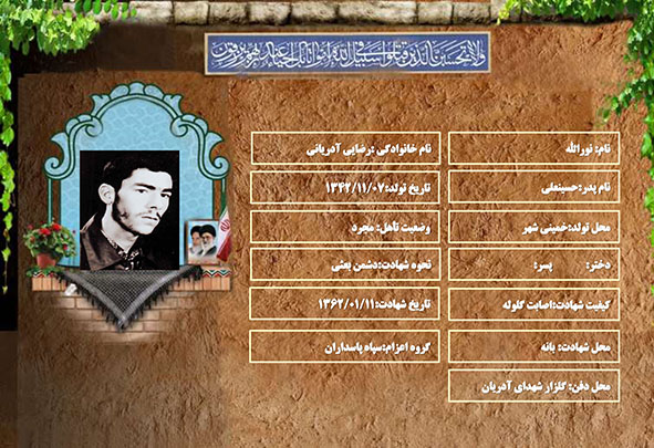 شهید سرافراز نورالله رضایی آدریانی شهید سرافراز نورالله رضایی آدریانی