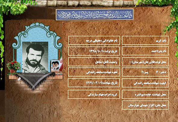 شهید سرافراز کریم حفیظی درچه شهید سرافراز کریم حفیظی درچه